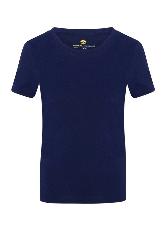 ناتشورال يونيفورمز تيشيرت نسائي بأكمام قصيرة ورقبة دائرية من ناتشورال يونيفورمز، يُلبس تحت الزي الطبي (أزرق داكن حقيقي، مقاس صغير) - Image 4